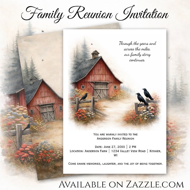 Red Barn Crows Farm Family Reunion | Einladung (Von Creator hochgeladen)