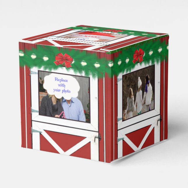 Red Barn Door 5 Foto Custom Gift/Favor Box Geschenkschachtel (Vorderseite)