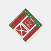 Red Barn Door Custom Holiday Party Napkins #2