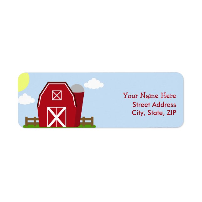 Red Barn Farm Birthday Party Address Labels (Vorne)