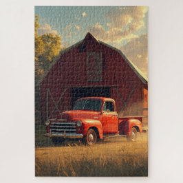 Red Barn Old Truck Jigsaw Puzzle