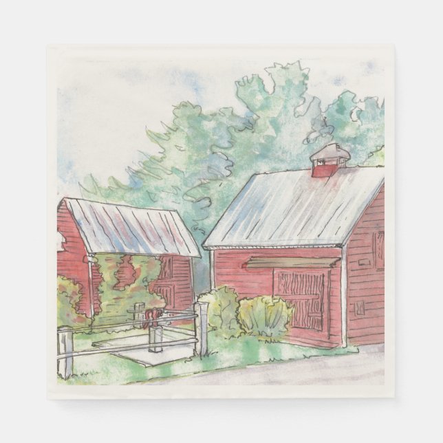 Red Barn Paper Napkin für Party Serviette (Vorderseite)