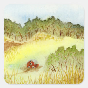 Red Barn Quadratischer Aufkleber