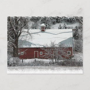 Red Barn Weihnachten Postkarte