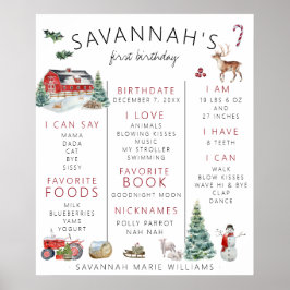 Red Barn | Winterfarm Erster Geburtstag Meilenstei Poster