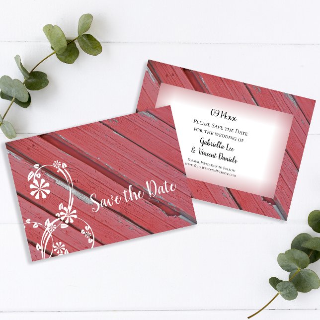 Red Barn Wood Country Hochzeit Save the Date (Von Creator hochgeladen)