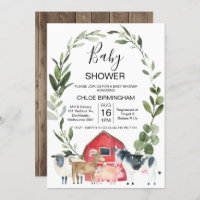 Red Barn Wreath Farm Animals Baby Dusche