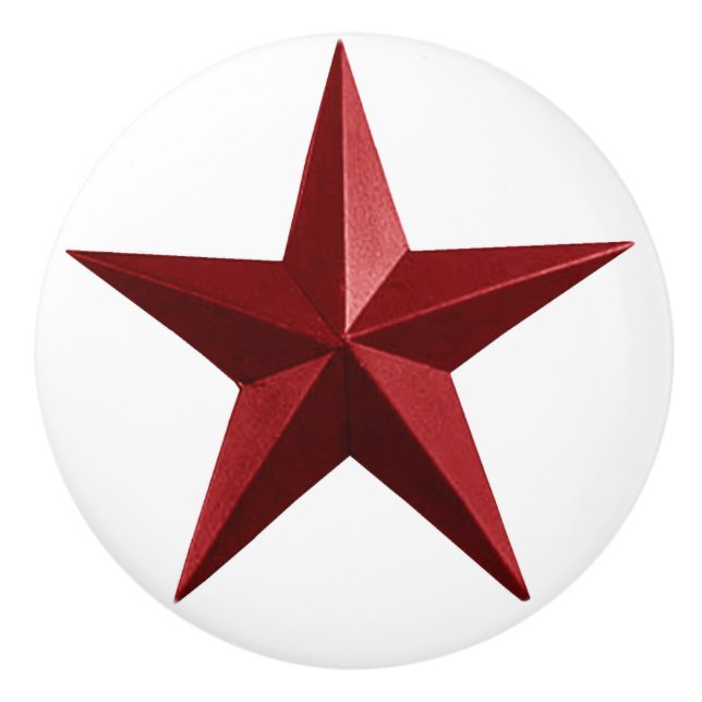 Red Barnstar Round Knob Keramikknauf (Vorderseite)