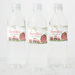 Red Barnyard Farm Baby Dusche Wasserflaschenetikett