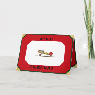 Red Baron Flugzeug auf Weihnachtskarte Karte