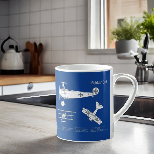 Red Baron Fokker Dr.1 - Airplane Blueprint ABD Kaffeetasse (Von Creator hochgeladen)