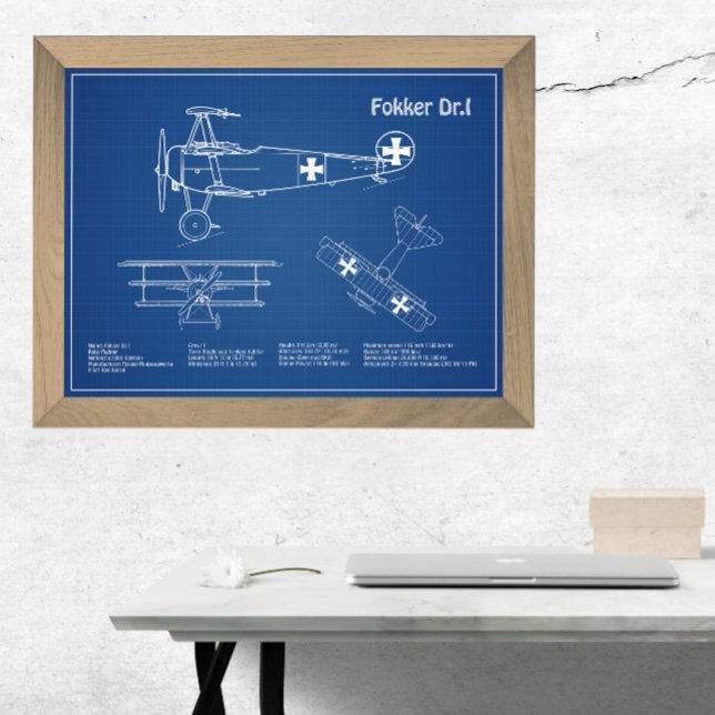 Red Baron Fokker Dr.1 - Airplane Blueprint AD Fotodruck (Von Creator hochgeladen)