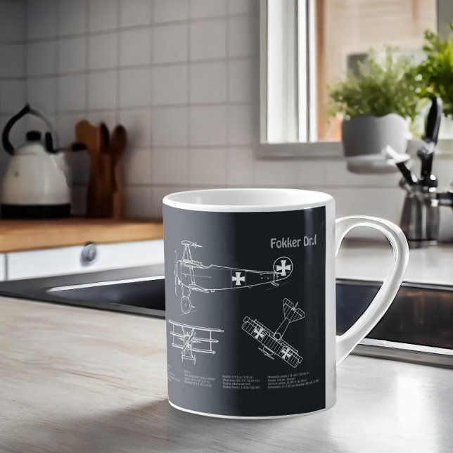 Red Baron Fokker Dr.1 - Airplane Blueprint PD Kaffeetasse (Von Creator hochgeladen)