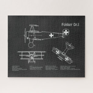 Red Baron Fokker Dr.1 - Airplane Blueprint PD Puzzle