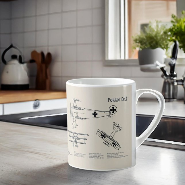 Red Baron Fokker Dr.1 - Airplane Blueprint SD Kaffeetasse (Von Creator hochgeladen)