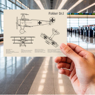 Red Baron Fokker Dr.1 - Airplane Blueprint SD Postkarte
