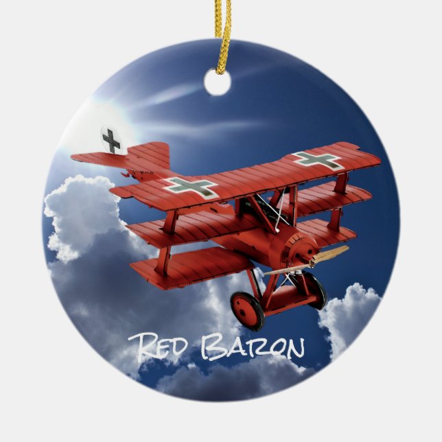 Red Baron's Fokker Triplane Keramik Ornament (Vorne)