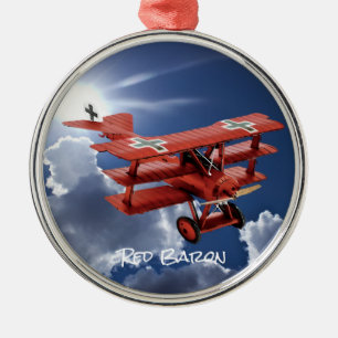 Red Baron's Fokker Triplane Ornament Aus Metall