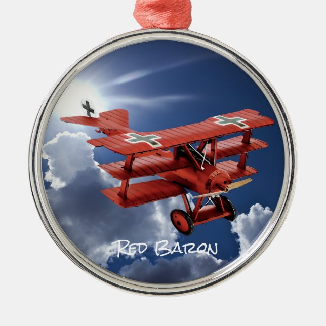 Red Baron's Fokker Triplane Ornament Aus Metall (Vorne)