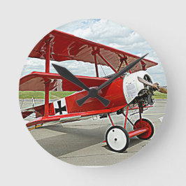 Red Barons Triplane Runde Wanduhr