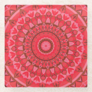 Red Base Mandala Glasuntersetzer