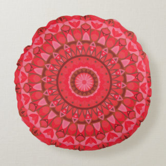 Red Base Mandala Round Pillow Rundes Kissen
