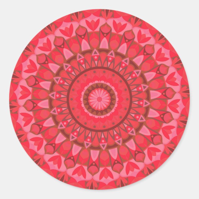 Red Base Mandala Runder Aufkleber (Vorderseite)