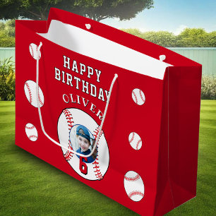 Red Baseball Ball Kindergeburtstag Foto Große Geschenktüte