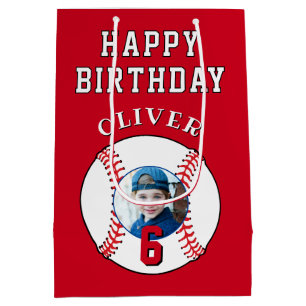 Red Baseball Ball Kindergeburtstag Foto Mittlere Geschenktüte