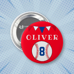 Red Baseball Bunting Flags Kindergeburtstag Button