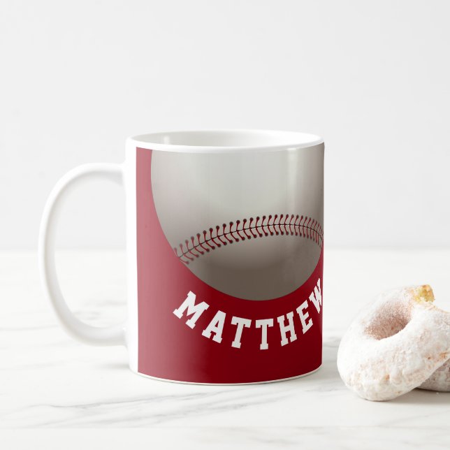 Red Baseball mit Personalisiertem Namen Sports Tasse (Mit Donut)