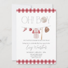 Red Baseball Oh, Baby Dusche Einladung