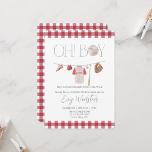 Red Baseball Oh, Baby Dusche Einladung