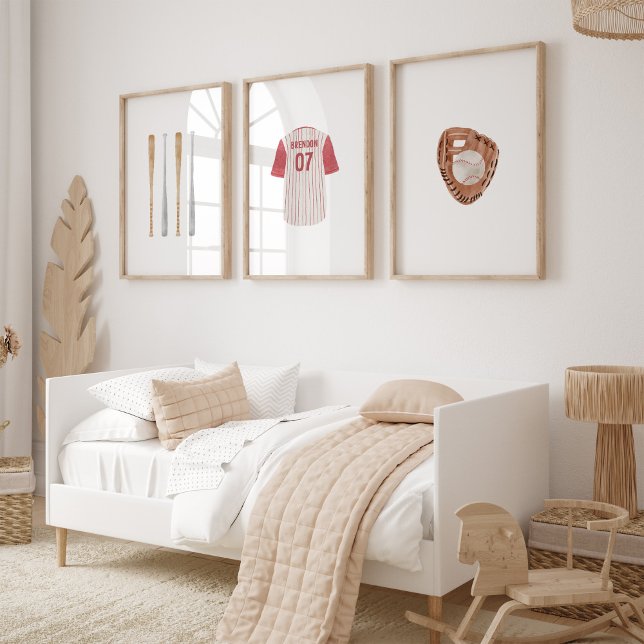 Red Baseball Sport individuelle Name Set 3 Poster (Von Creator hochgeladen)