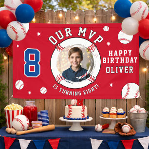Red Baseball Themed Kindergeburtstag Foto Banner