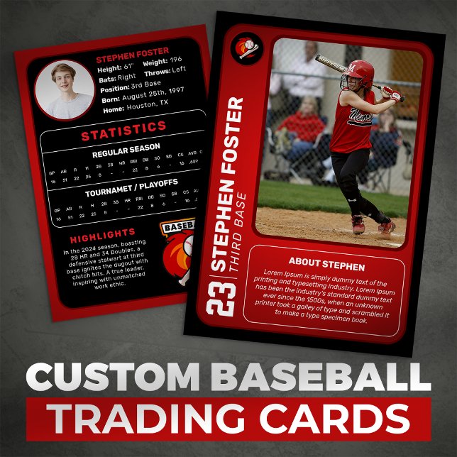 Red Baseball Trading Card Geschenk Baseball Player Telefonnummerkarte (Von Creator hochgeladen)