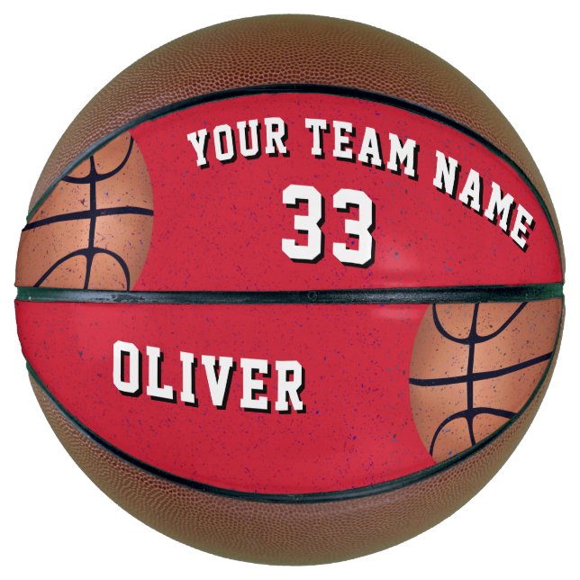 Red Basketball Ball mit Name des Spielerteams (Vorderseite)