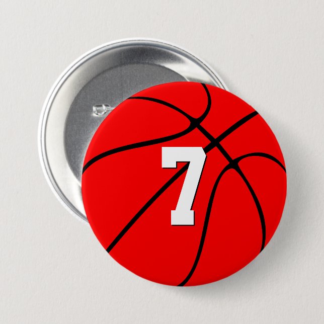 Red Basketball Custom Player Jersey Nummer Sports Button (Vorne & Hinten)