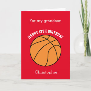 Red Basketball Happy 13. Geburtstag Karte