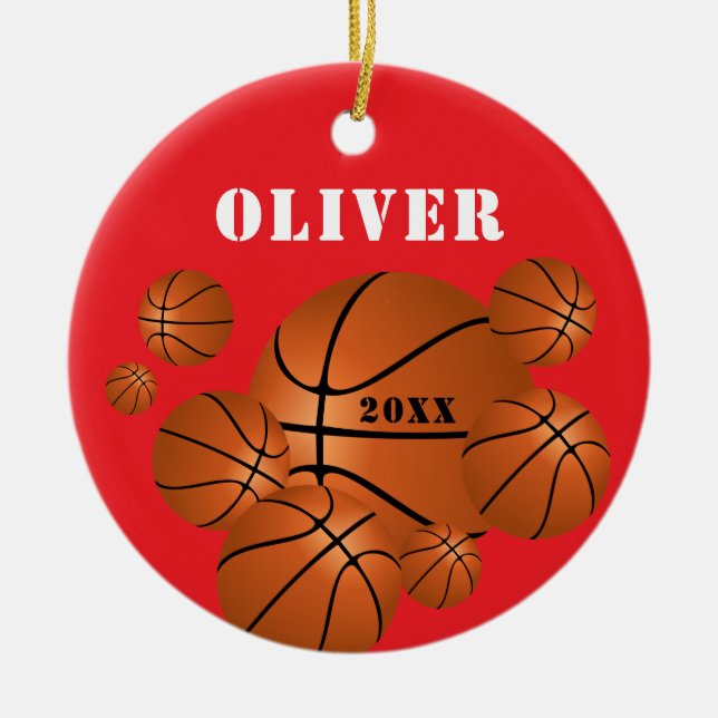 Red Basketball Sports Kids - Weihnachten Keramik Ornament (Vorne)