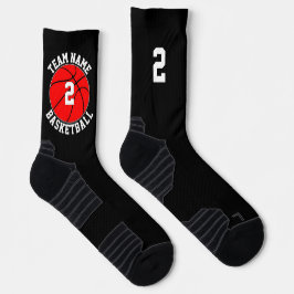 Red Basketball Team Name und Anzahl Sport Socken