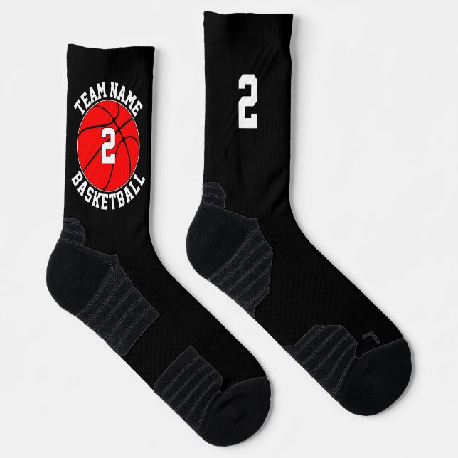 Red Basketball Team Name und Anzahl Sport Socken