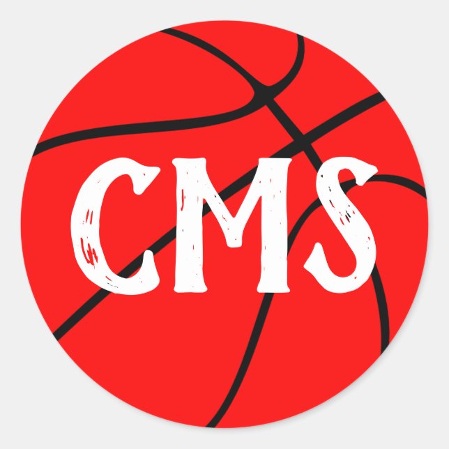 Red Basketball Team Party, Pep Kundgebung oder Eve Runder Aufkleber (Vorderseite)