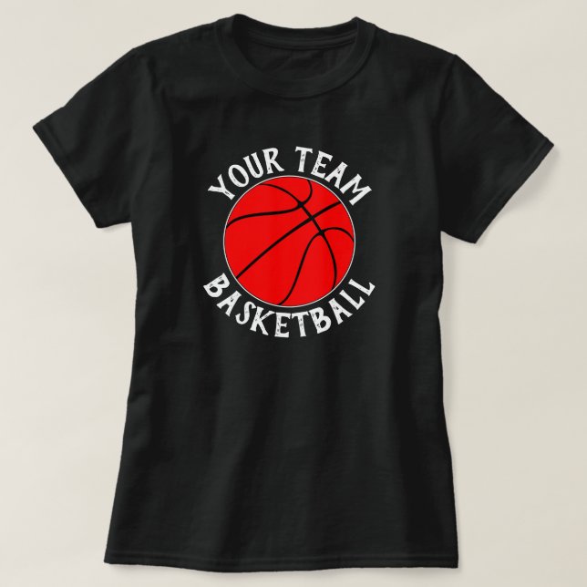 Red Basketball Team, Spielername und Jersey-Nummer T-Shirt (Design vorne)