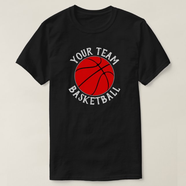 Red Basketball Team, Spielername und Jersey Nummer T-Shirt (Design vorne)