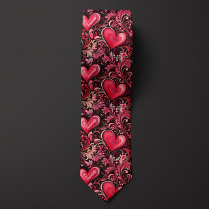 Red Batik inspiriert Valentine Heart Neck Tie Krawatte
