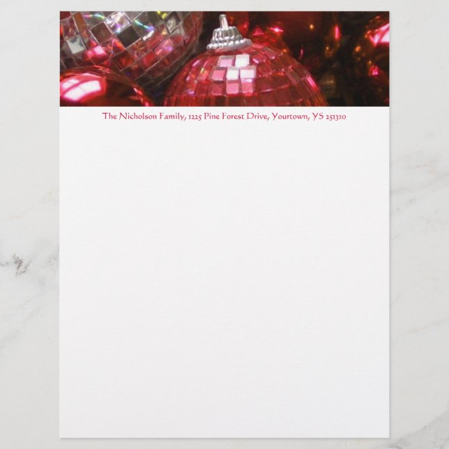 Red Baubles Adressenschrift roter Text (Vorderseite)