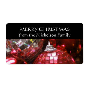 Red Baubles "Family"-Geschenketikett schwarz