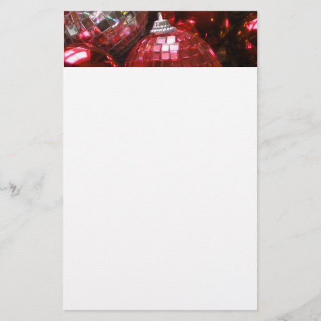 Red Baubles Header Schreibtisch weiß Briefpapier (Vorderseite)