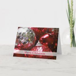 Red Baubles 'Merry Christmas' Streifen Karte